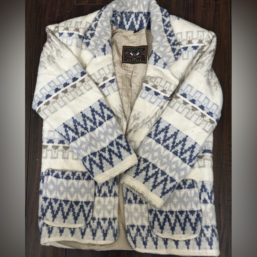 Express French Country Jacket with Blue and White Details
